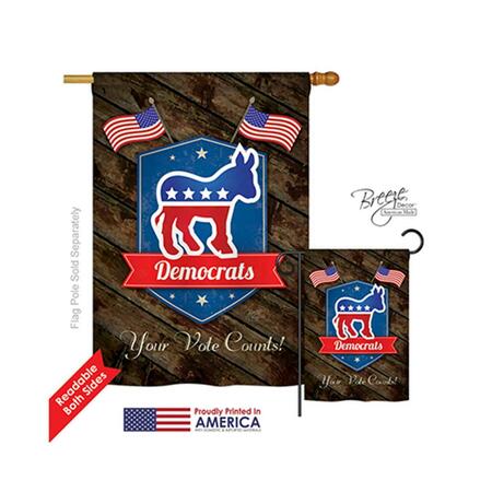 GARDENCONTROL 11070 Patriotic Democrats 2-Sided Vertical Impression House Flag - 28 x 40 in. GA4124618